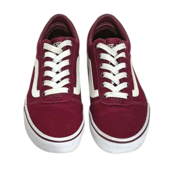VANS Ward Burgundy White Canvas Low Top Sneakers WOMEN'S SIZE 7.5 - Picture 3 of 9